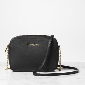 Michael Kors Jet Set Medium Saffiano Leather Crossbody Bag - Black